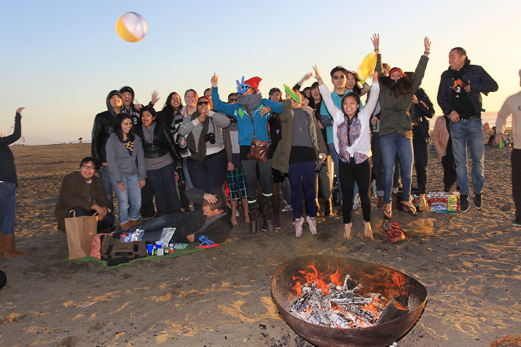 Happy Students by the Bonfire