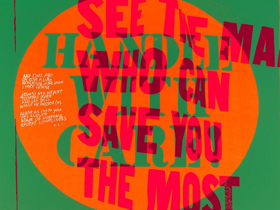 "Handle with care!" in green text in a neon orange circle