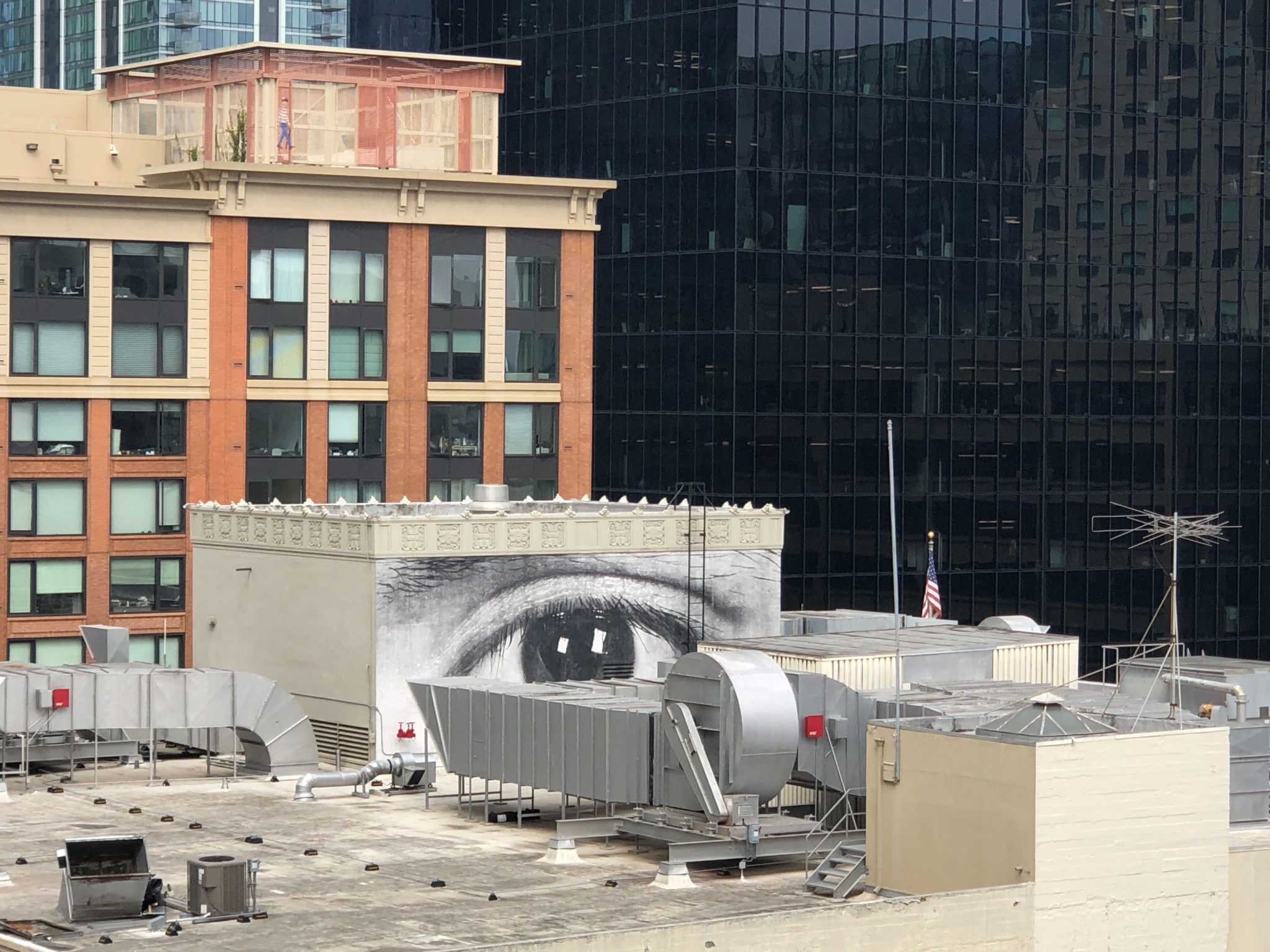 artwork by JR on academy of art rooftop