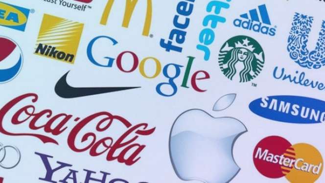 Various famous logos all lined up, including Samsung, Coca Cola, Google, Starbucks, and more.